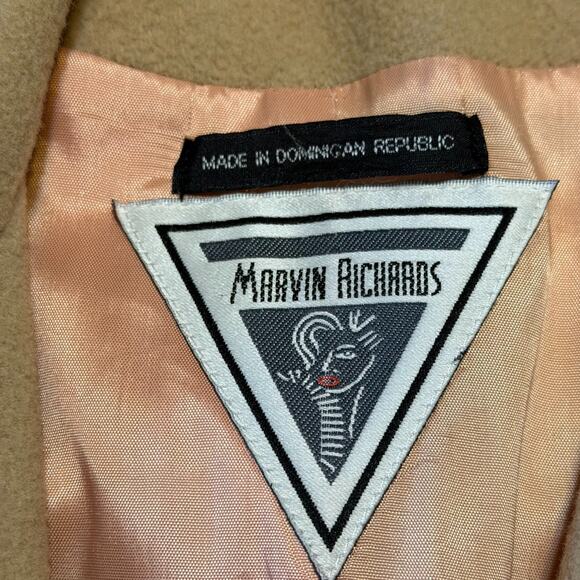 Vintage Marvin Richards Wool Walking Coat Camel Tan Long Overcoat Women’s Large - Picture 5 of 7